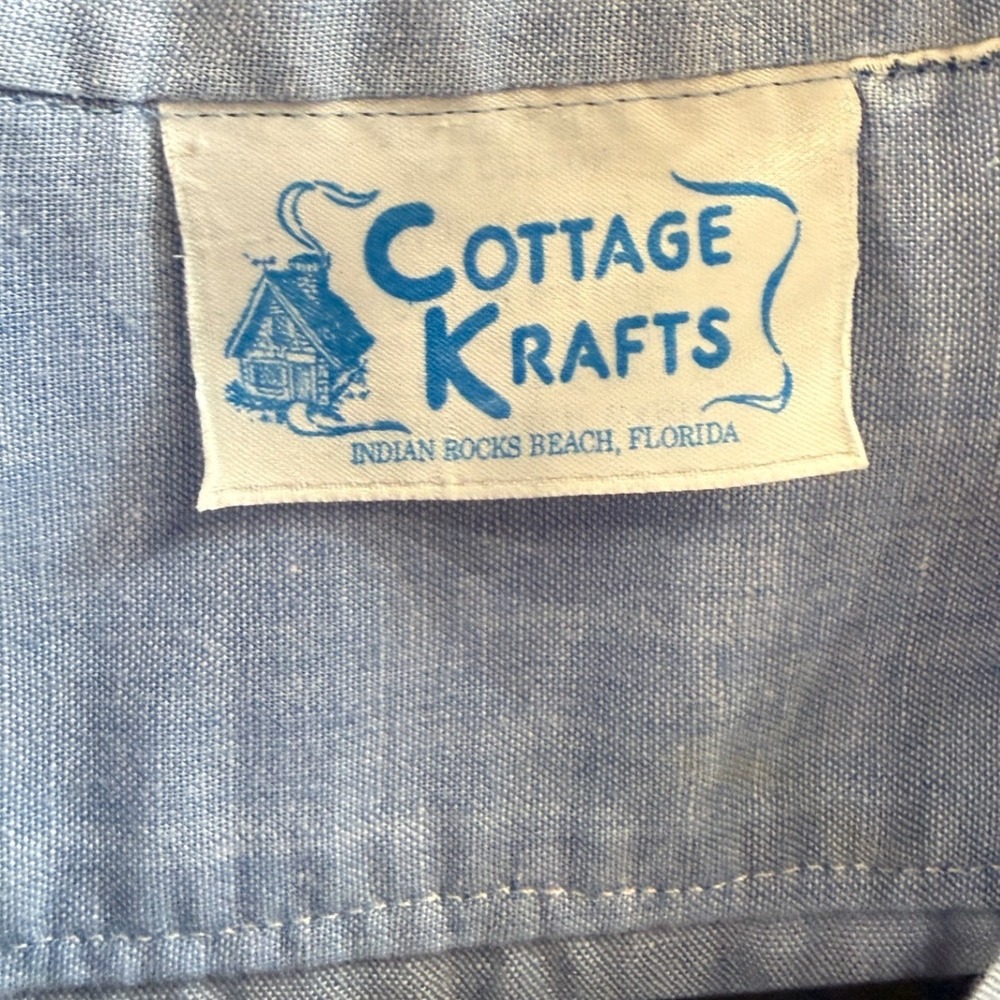 Vintage Cottage Krafts Bowling Shirt Blue Rickrack Applique Retro 1950s Womens L - Picture 3 of 7
